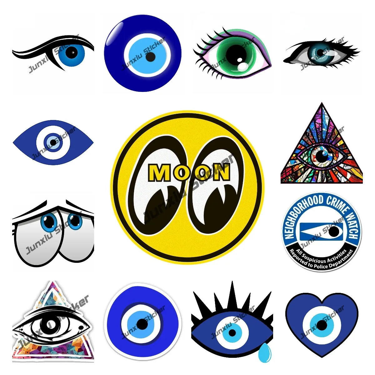 Car Accessories Evil Eye - Desenhos animados mal olho decalque adesivos