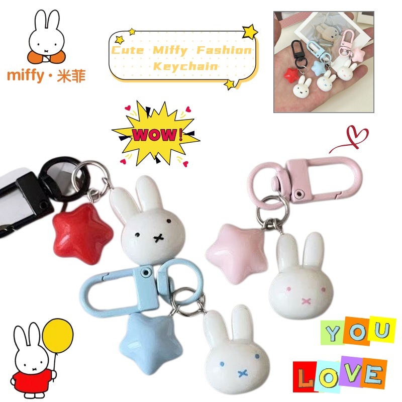 Car Accessories Kit - Chaveiro Kawaii Miffy, Charmoso Coelho com